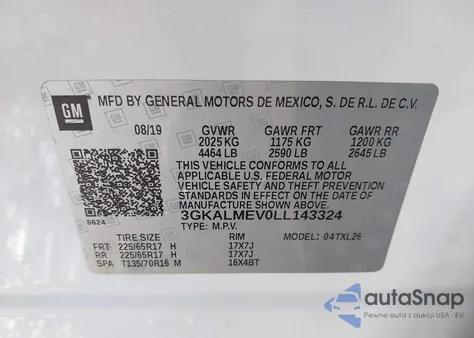 2020 GMC Terrain Fwd Sle from USA, damaged, VIN 3GKALMEV0LL143324